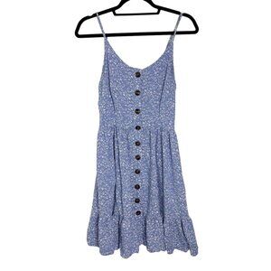 Blue Floral Sleeveless Dress By Japna Size M 100% Rayon With Pockets